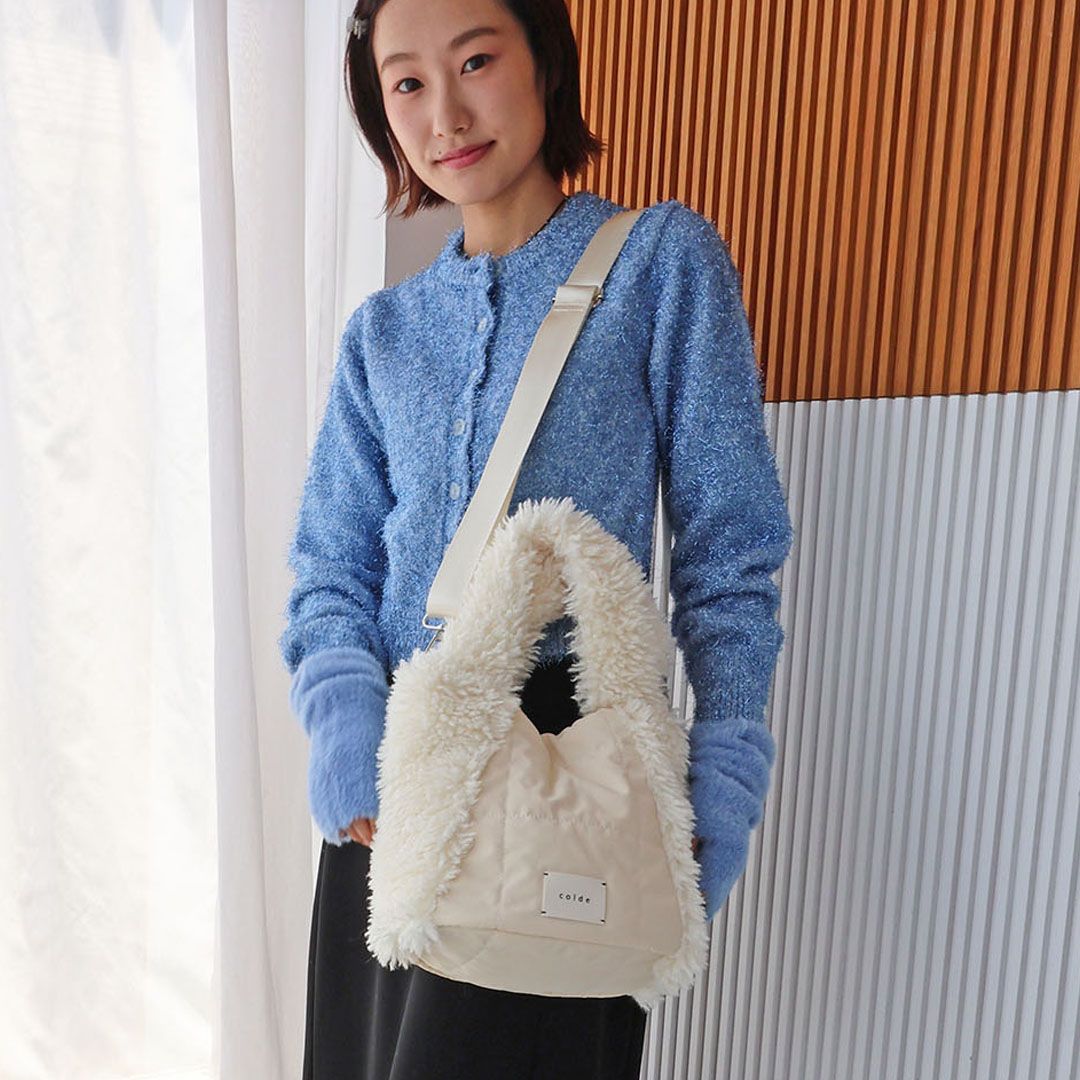 フェイクファー×キルティング2wayトートバッグ