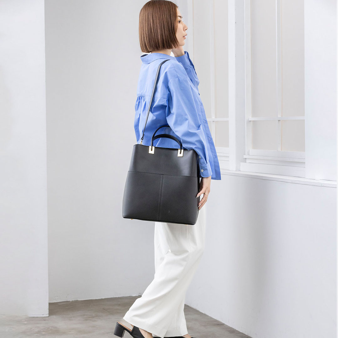 ダブルポケット縦型A4トートバッグ