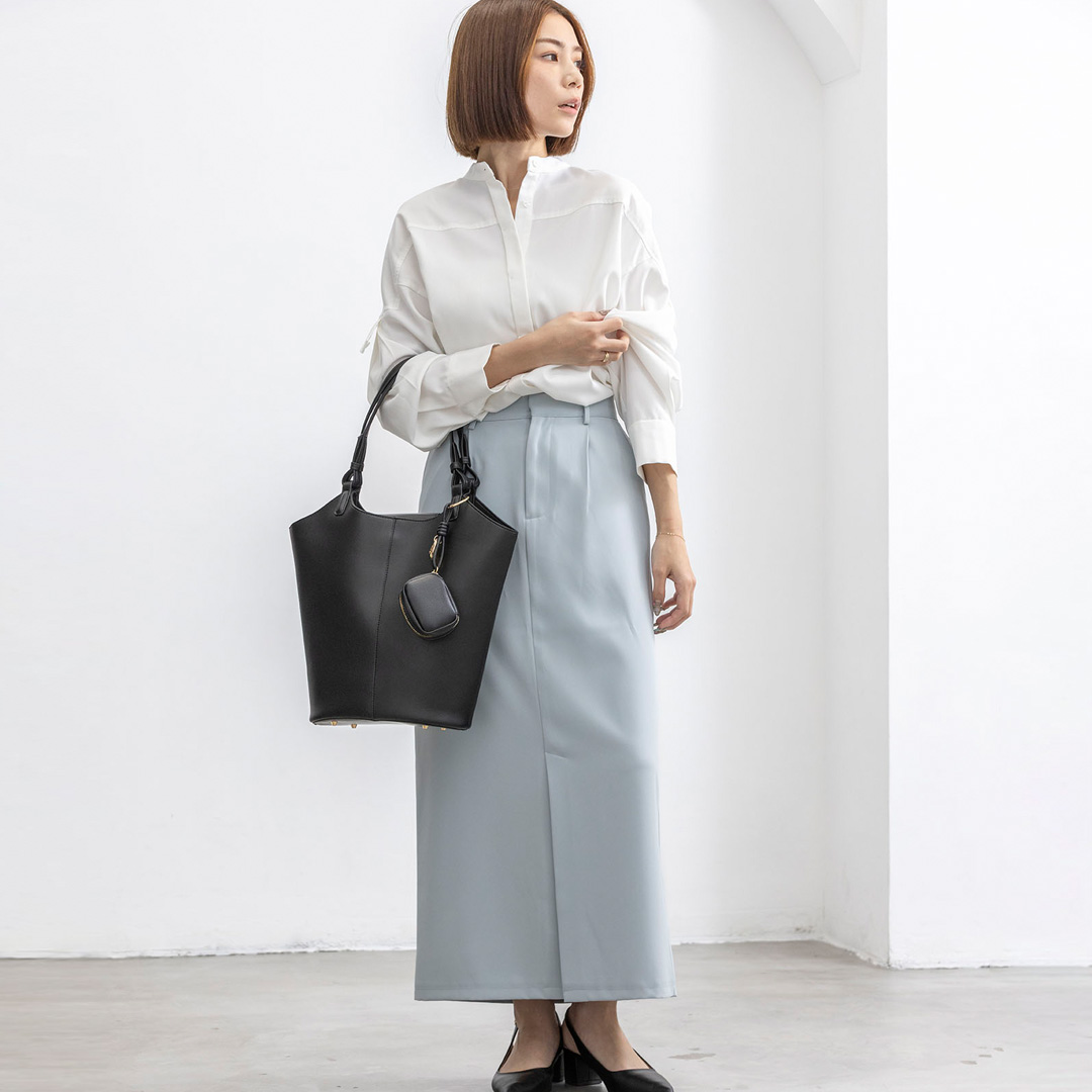 チャーム付き バケットトートバッグ