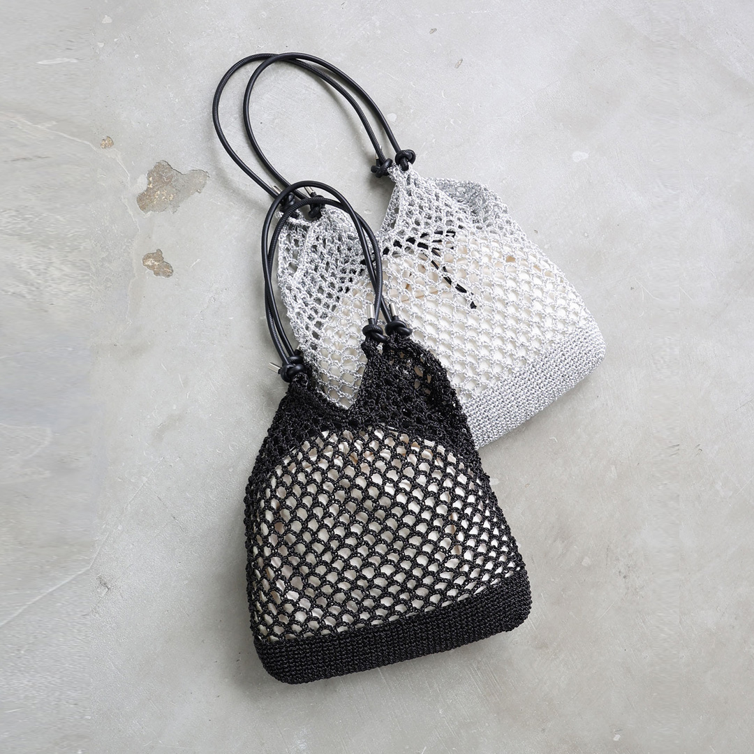 メタリックコードメッシュトートバッグ